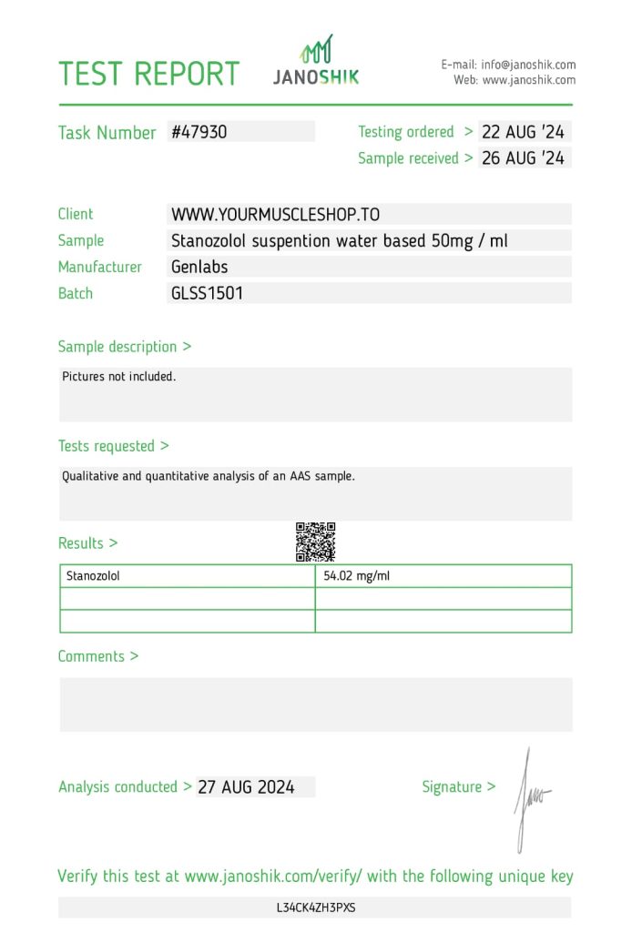 Stanozolol Suspention Water Based 50 mg