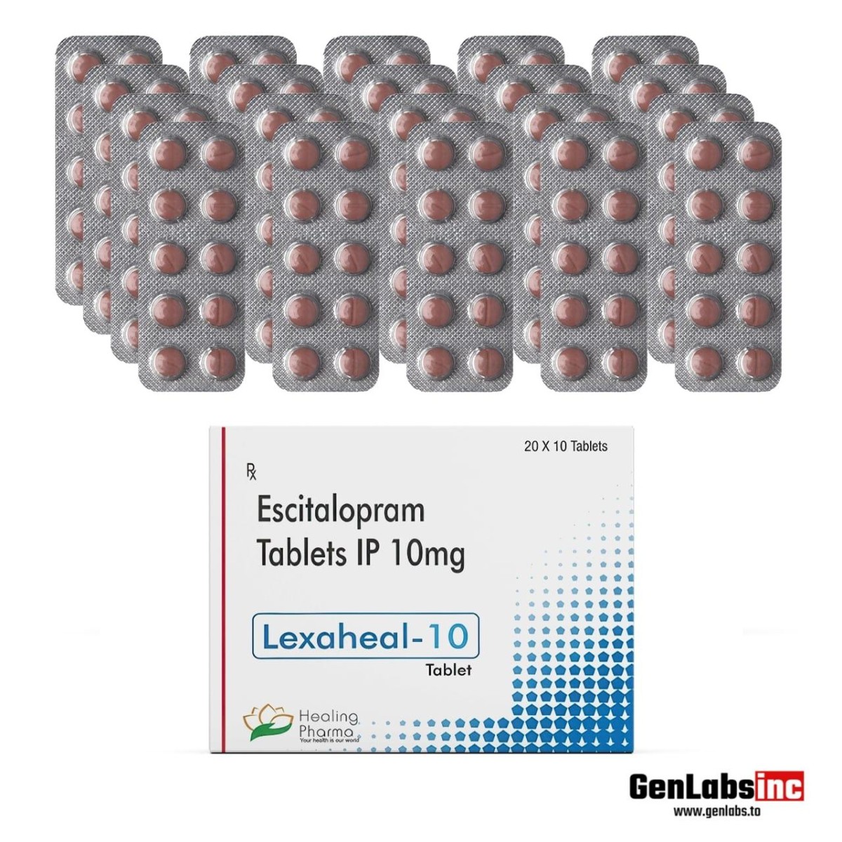 Escitalopram (Lexaheal) 10mg – 200 Tablets (1 Box) – Healing Pharma