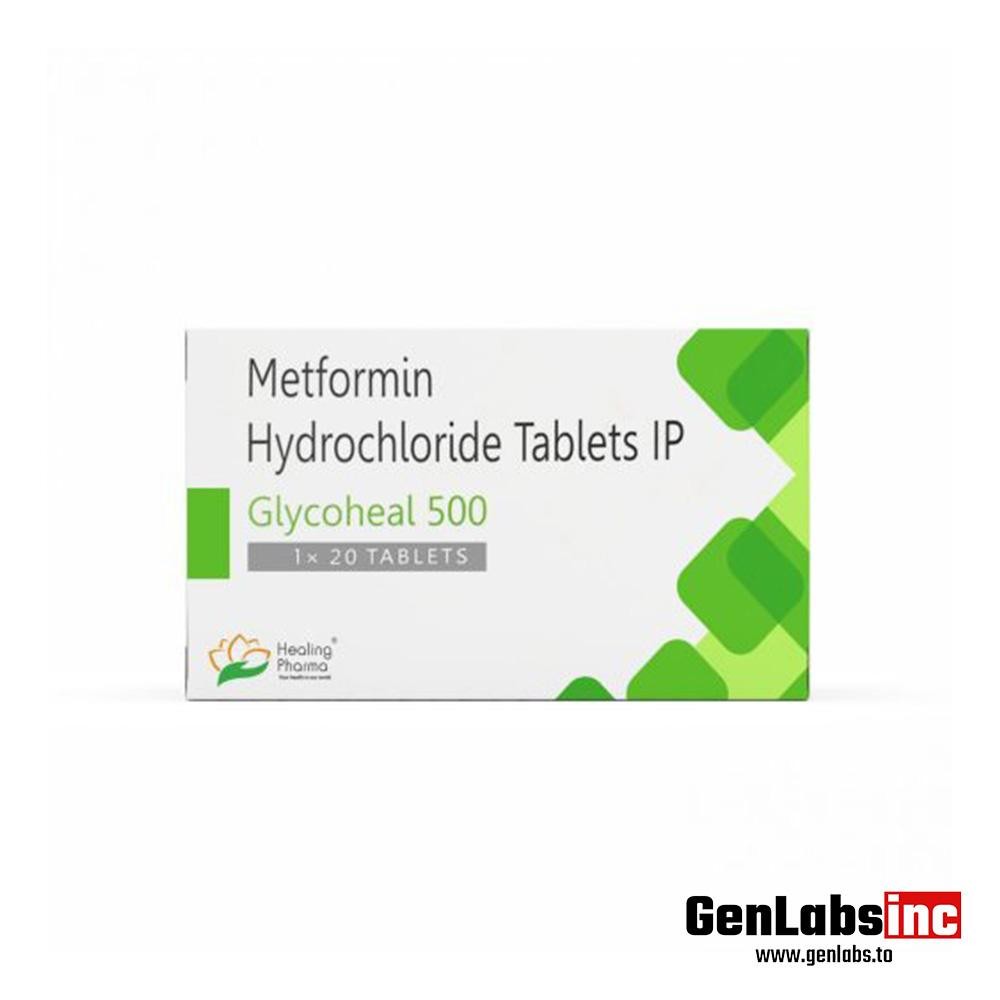 Glycoheal 500 | Metformin Hydrochloride 500 mg – (20 Tablets Strip) – Healing Pharma